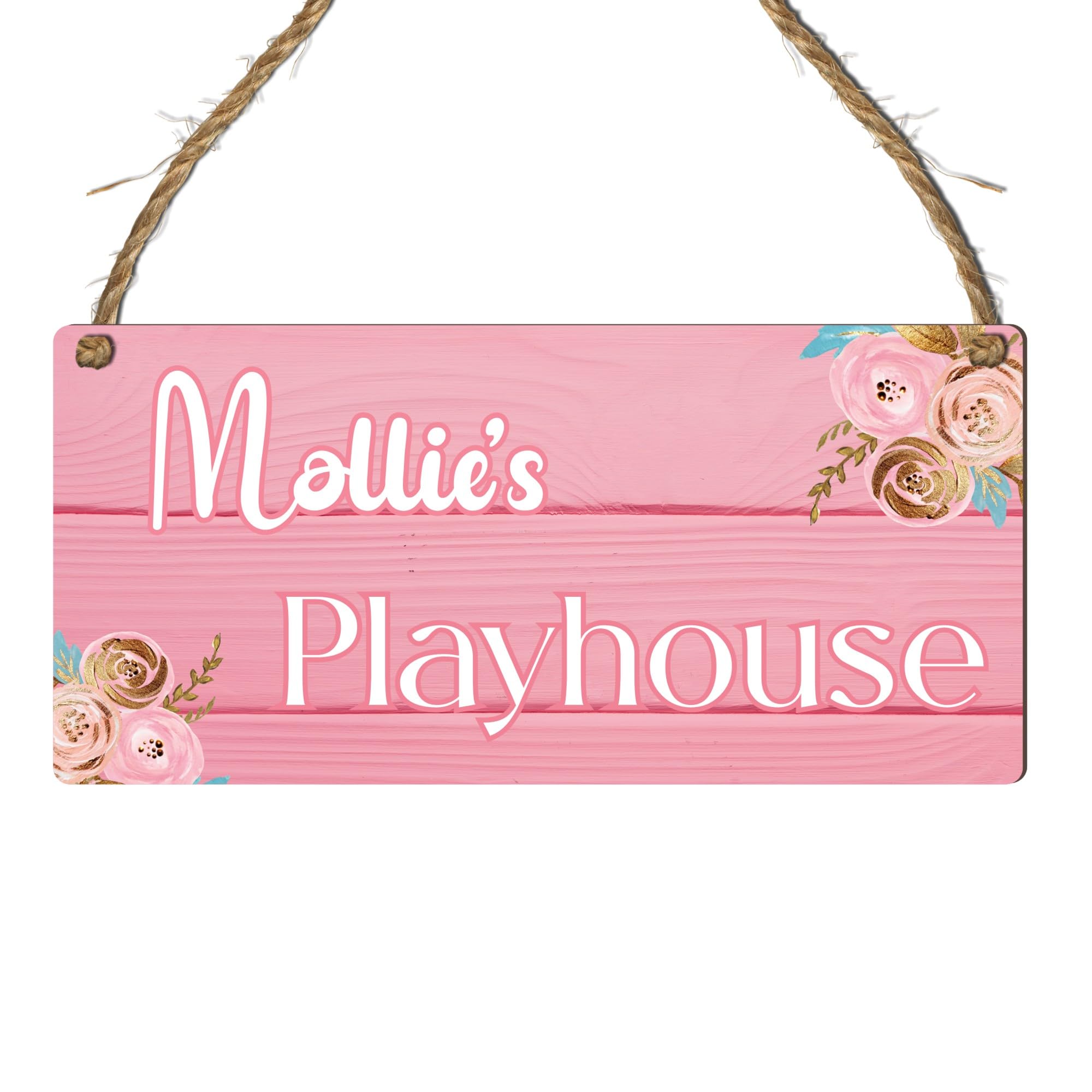 Personalised "Playhouse" Plaque – Customisable Children's Playhouse Sign for Indoor or Outdoor Use – for Kids' Playrooms or Garden Playhouses (Pink, Mdf Wood Indoor Use Only) — image 1