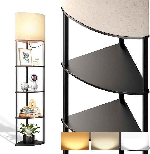 addlon Corner lamp 5Tier Shelf Floor Lamp Display with 3 Color