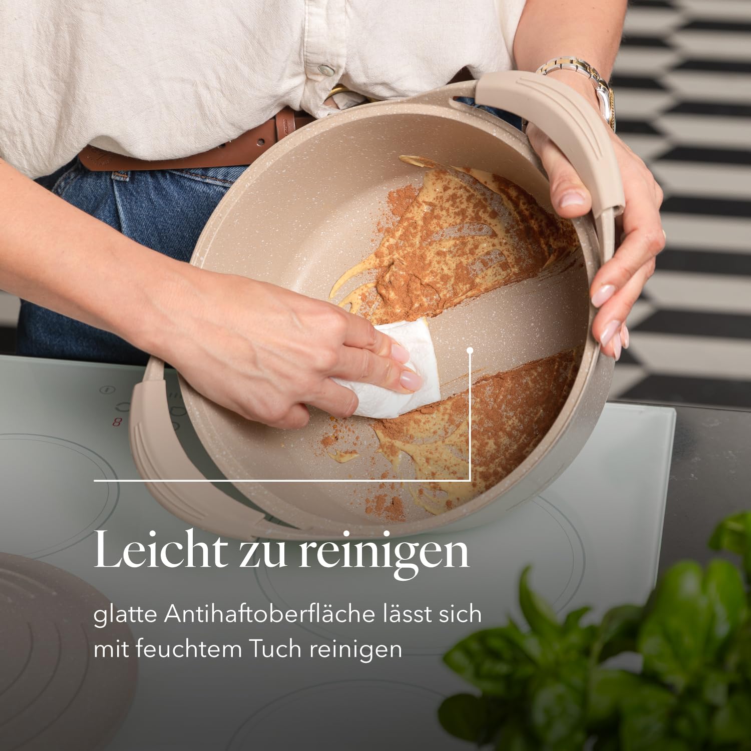 FLORINA Aluminiumtopf OSLO 4,3 l 24 cm Durchmesser I Keramische Antihaftbeschichtung I Ergonomischer Softgrip-Griff I Hitzebeständig | Topf geeignet für Induktions-, Gas- und Elektrokochfelder
