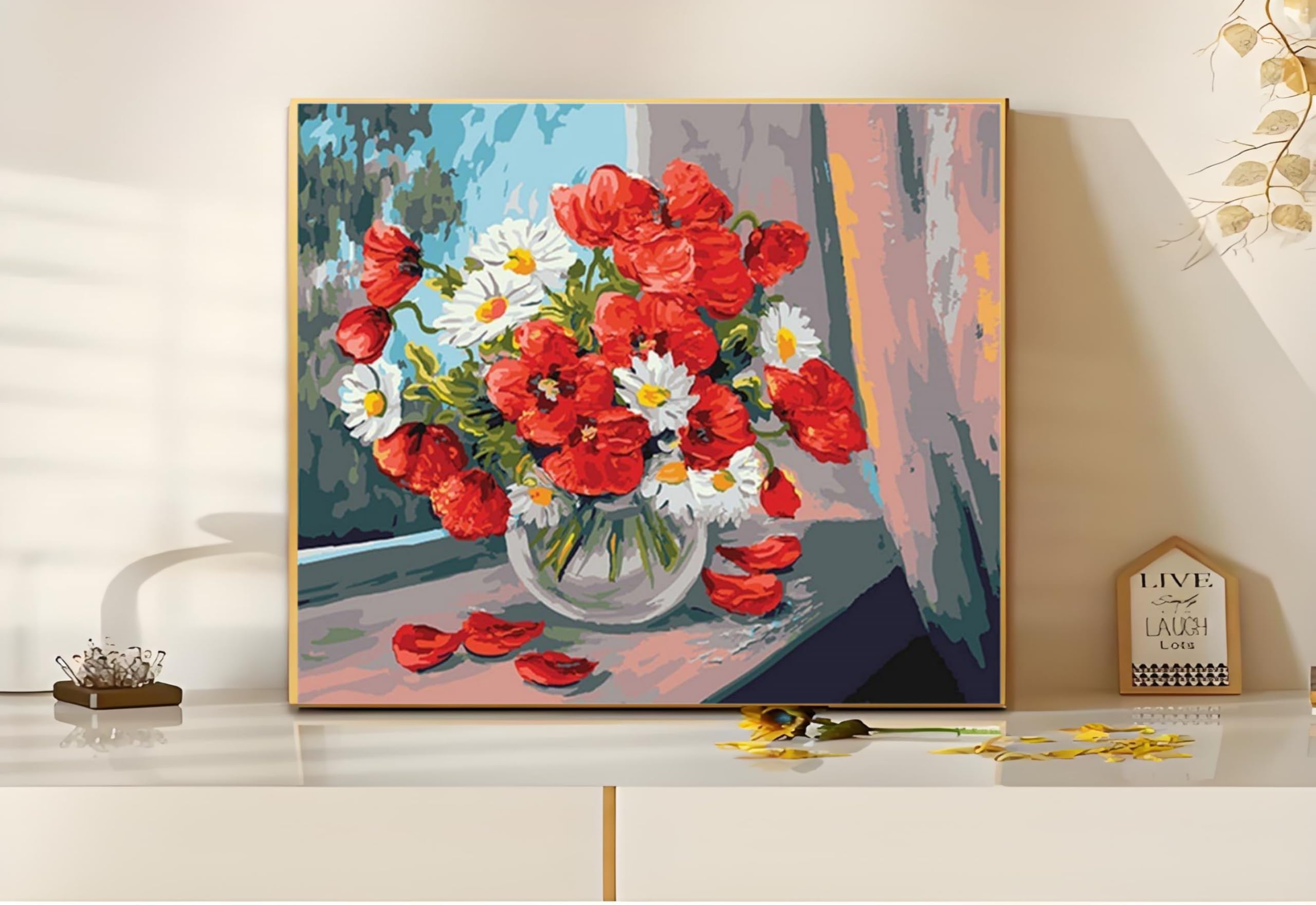ABEUTY - Dipinto fai da te con numeri per adulti e bambini, profumo floreale e fiore bianco, 40,6 x 50,8 cm
