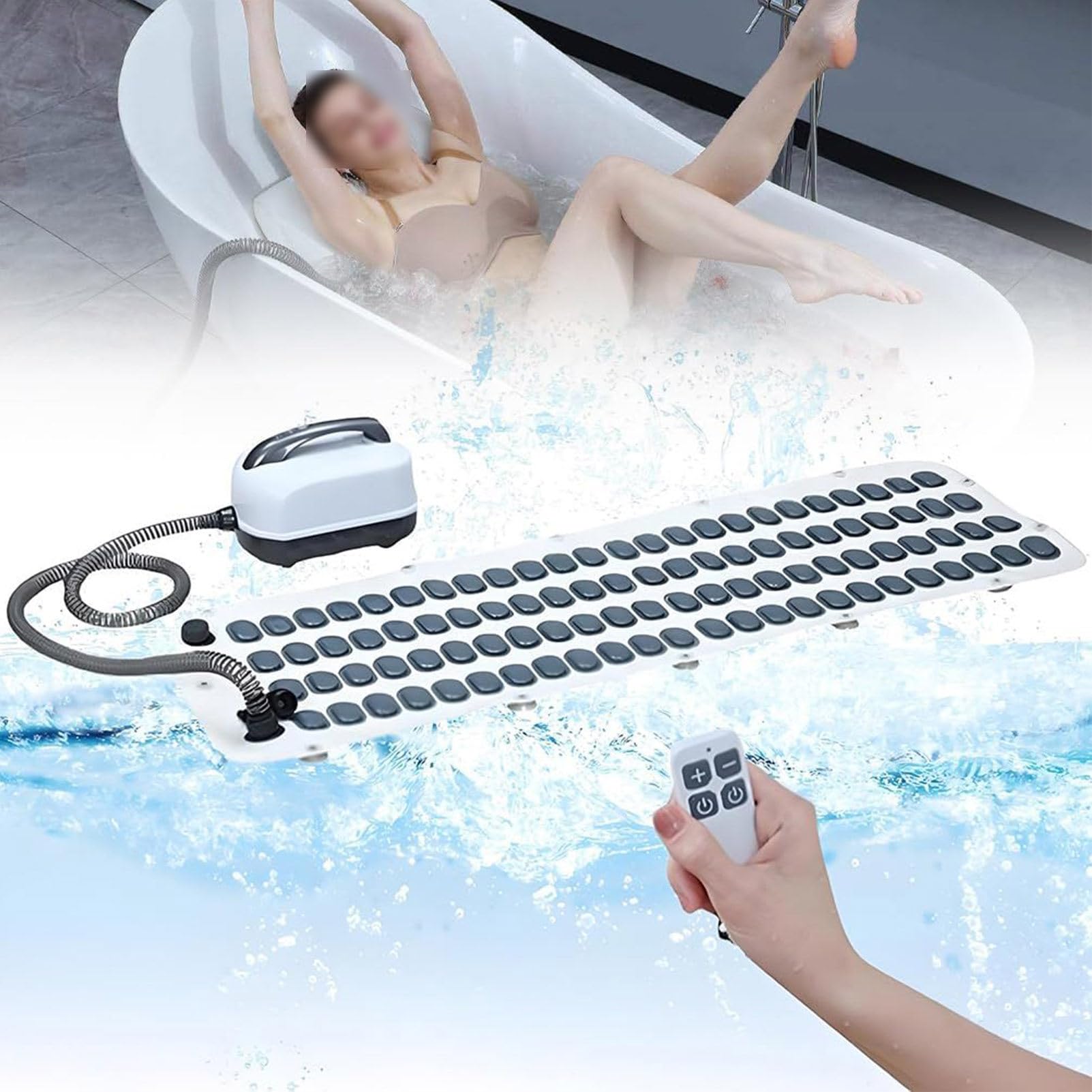 Eiwitany Surfing Massage Bath Mat, Portable Spa Bubble Bath Massager with 6 Speed Levels, Ideal for Home Relaxation