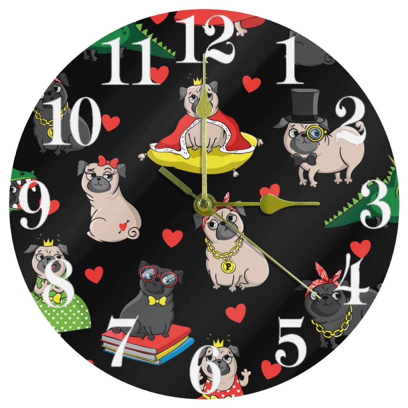 Horloge murale pour école et maison cadeau motif carlin gentleman