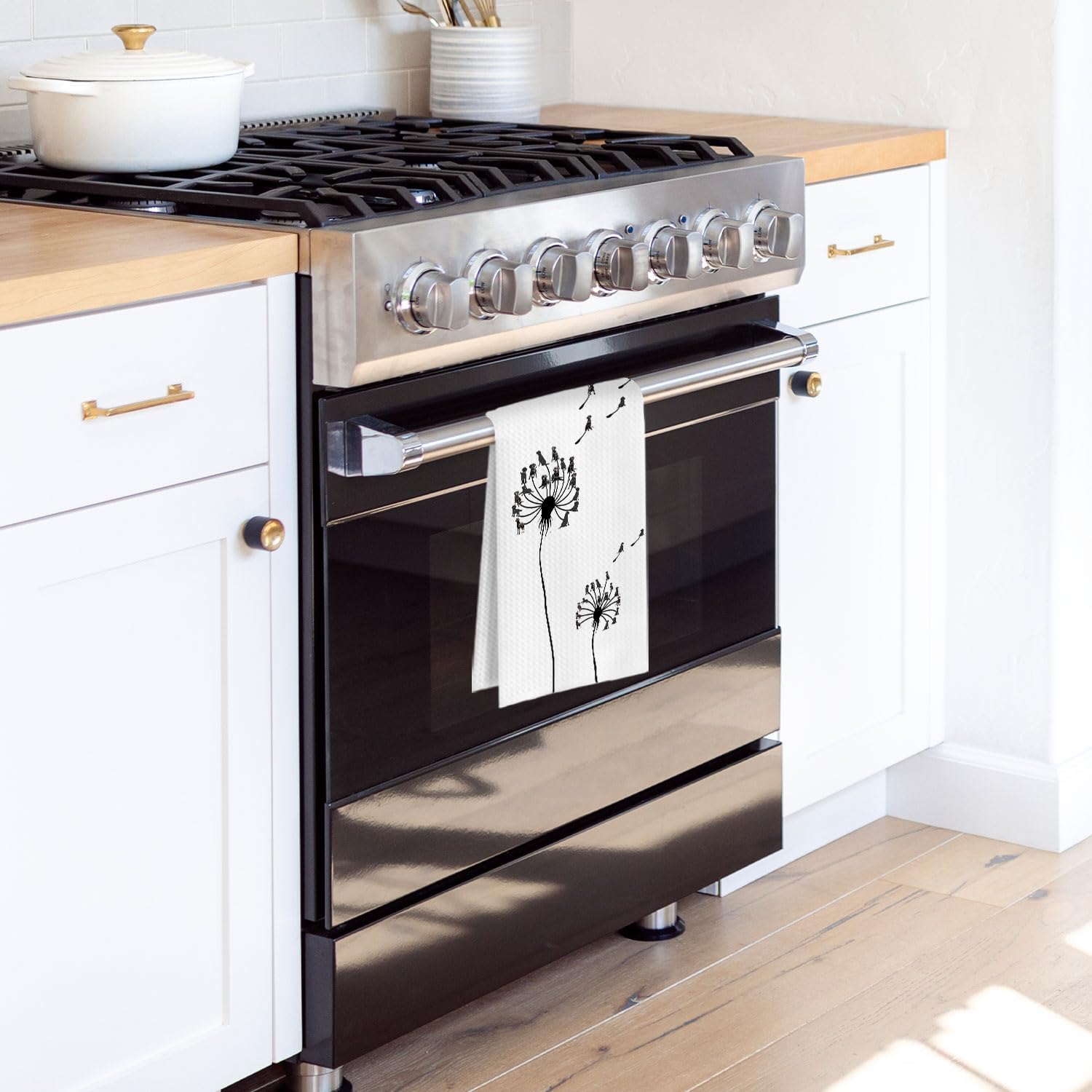 Black Lab Gifts Kitchen Towels, Black Labrador Retriever Decorative Waffle Dish Towels, Dog Mom Lovers Gift, Funny Dandelion Lab Dog Hand Towel for Bathroom, 16x24 Inch - Image 2