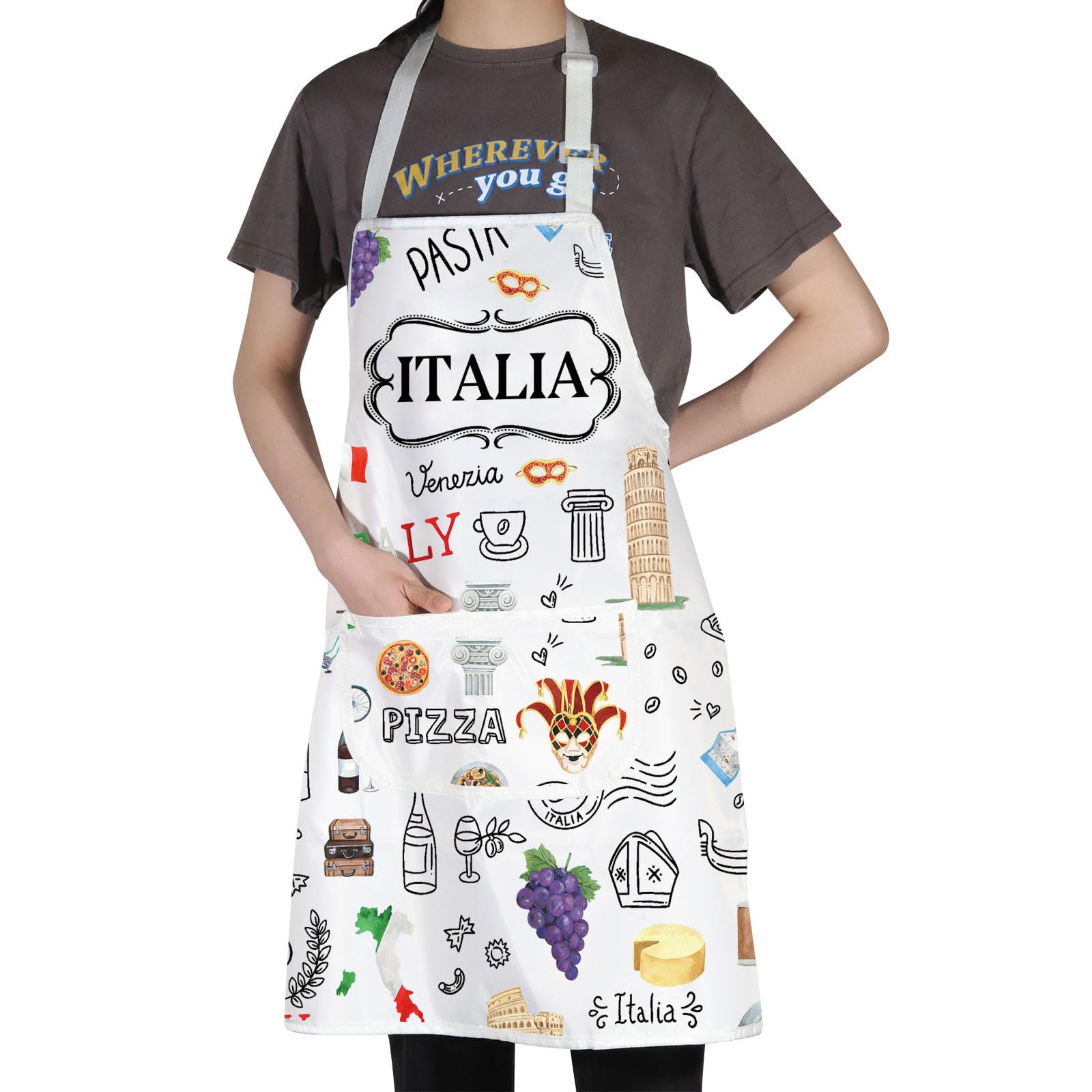 G2TUP Delantal de cocina italiano, delantal de cocina para chefs italianos y delantales temáticos