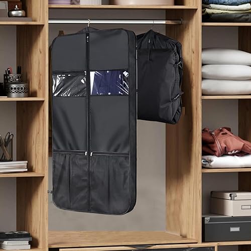 Miniatura 8 de ANBOO Bolsa de ropa de 50 pulgadas para viajes, bolsas de traje grandes para hombres y mujeres con correa para el hombro, funda de traje con