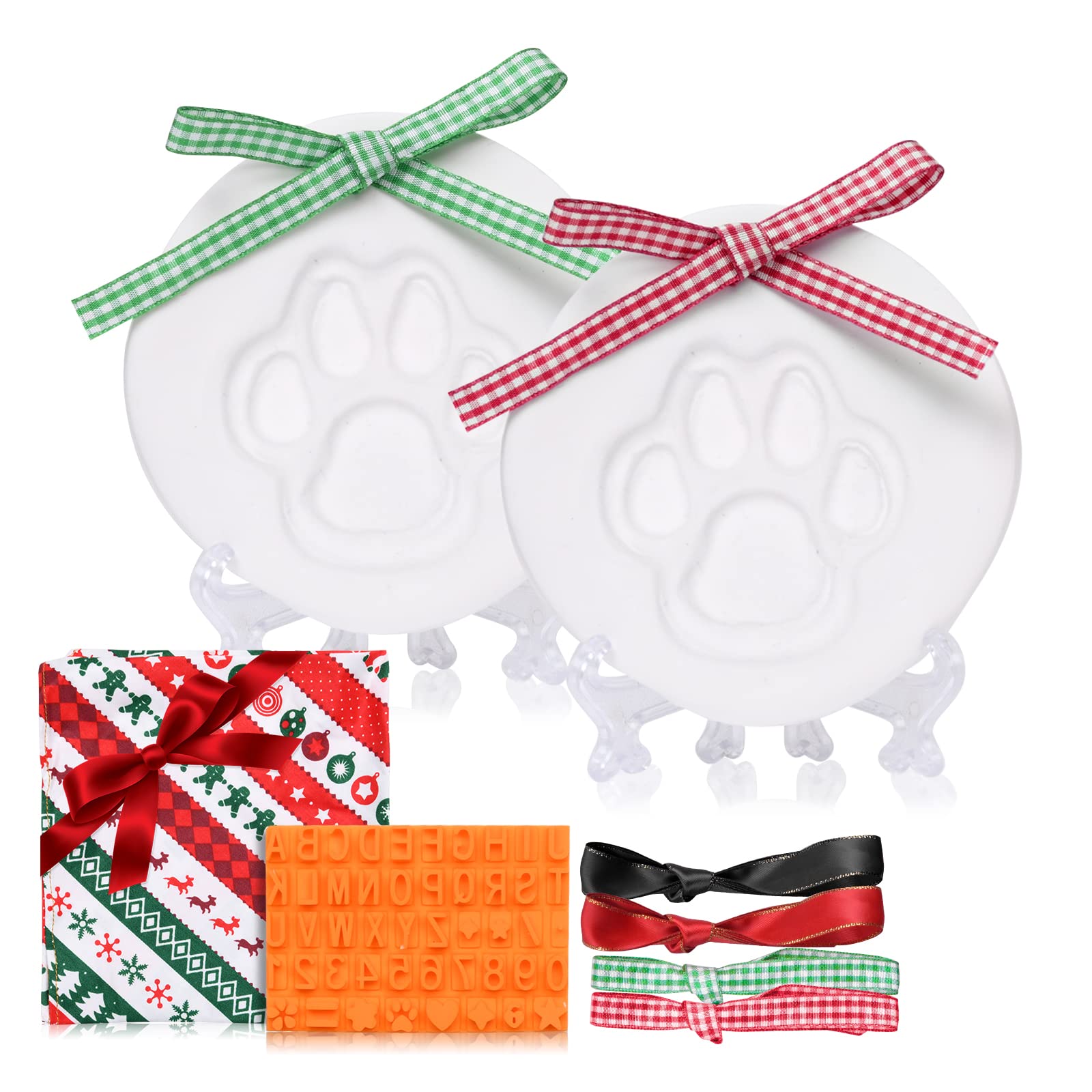 Pet Memorial Keepsake Ornament Kit - Dog & Cat Impression Kit as Loss Pet Keepsake and Gifts for Pet Lover (Clay Paw Print Keepsake Kit)
