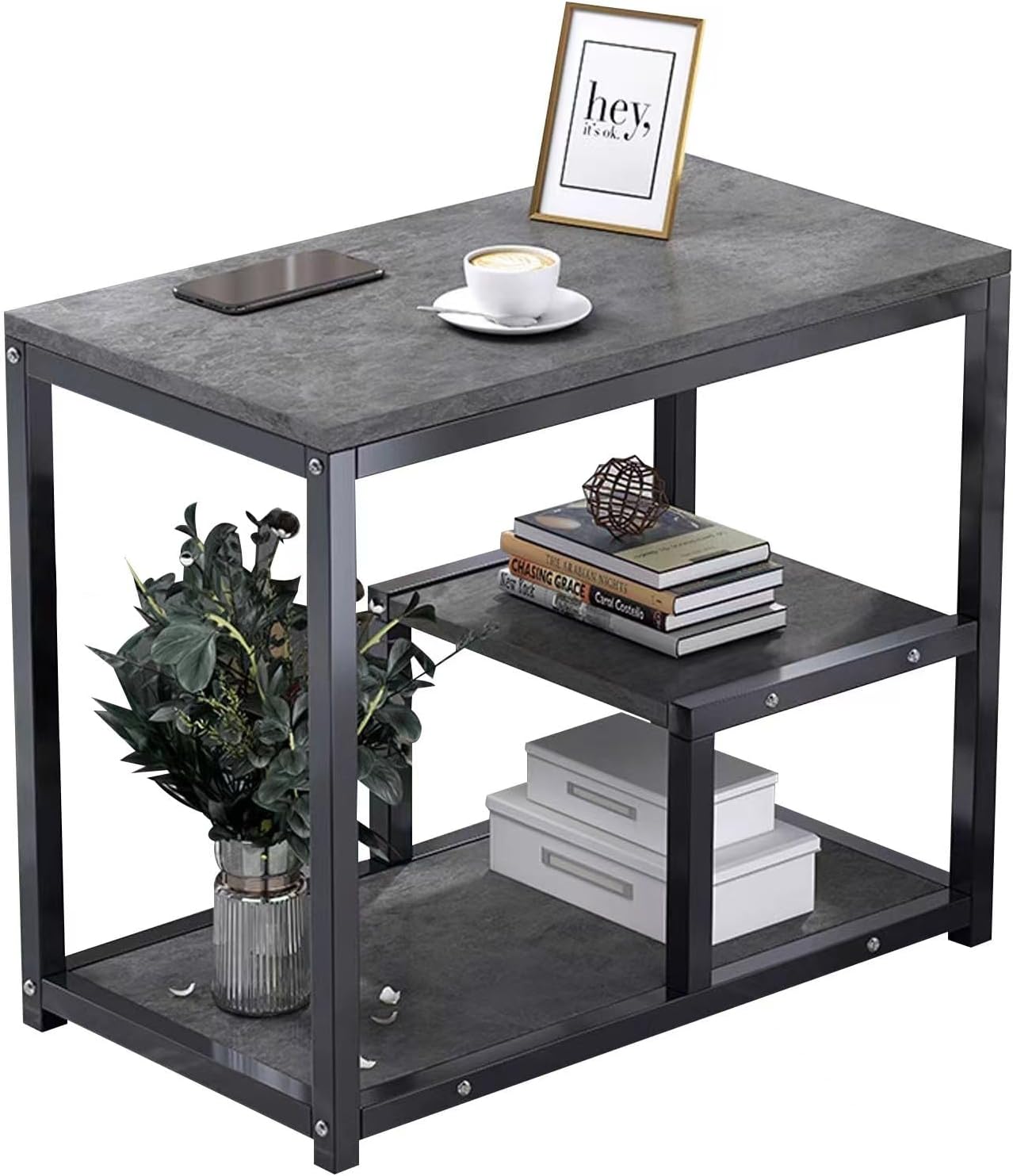 Mesa Auxiliar Negra Y Transparente De 37.4 X 21.7 X 15.7 Pulgadas, Vidrio Templado, Mesa De Centro De Vidrio Templado Con Patas De Melamina De 2 Capas, Mesa Auxiliar Moderna Y