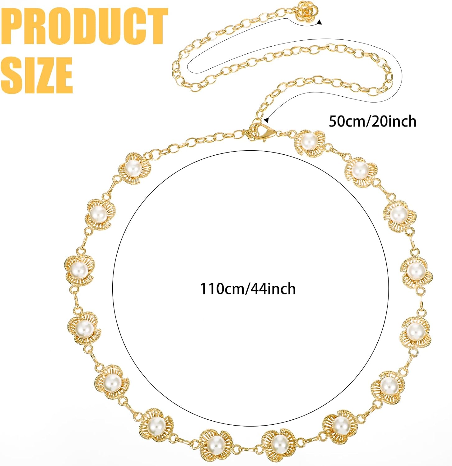 TIESOME Flower Pearl Waist Chain Belt for Women, Gold Silver Chain Belts for Dresses Jeans Jewelry Decorative Accessory Gift - Image 2