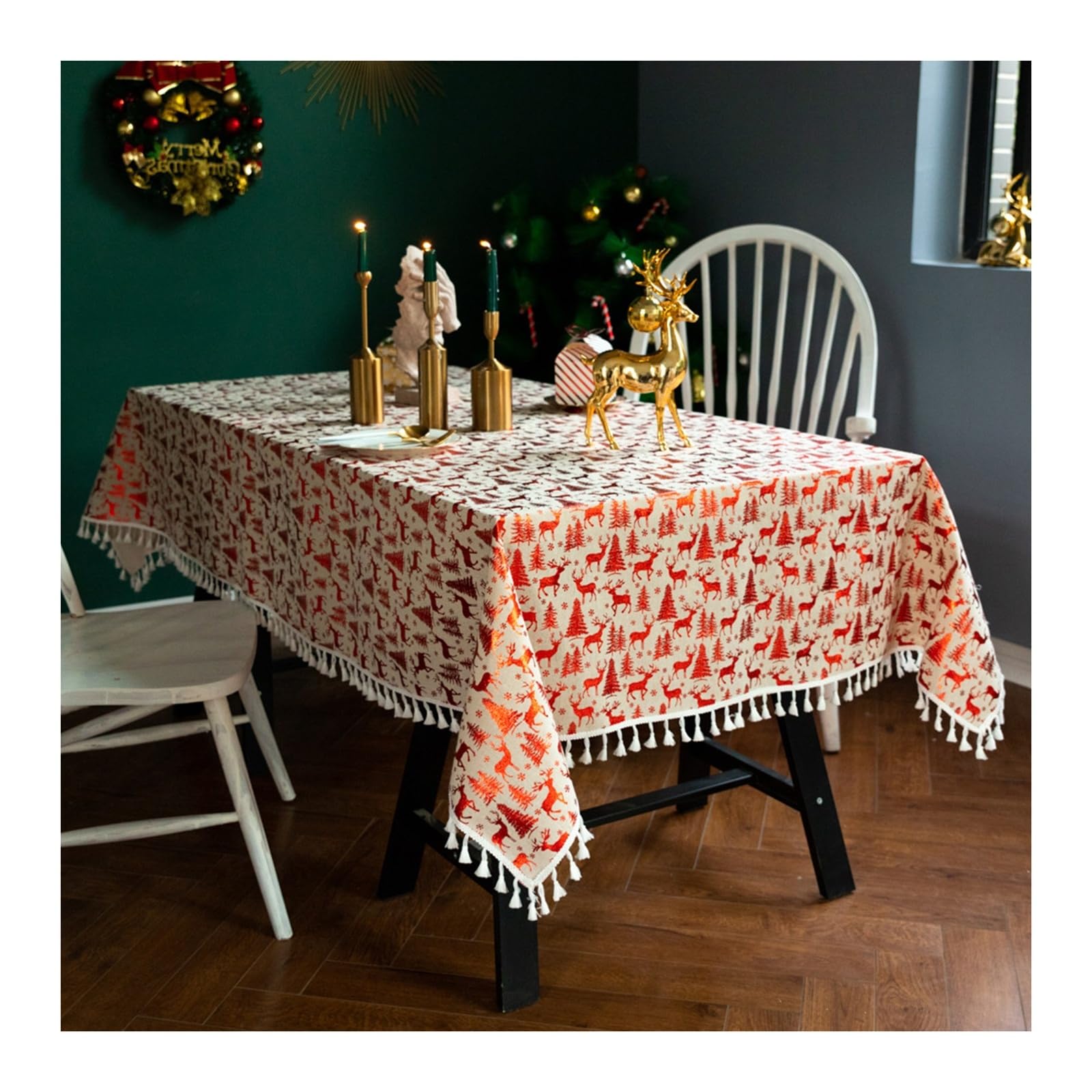 Nappe rouge rectangulaire pour votre repas de Noël chaleureux en famille