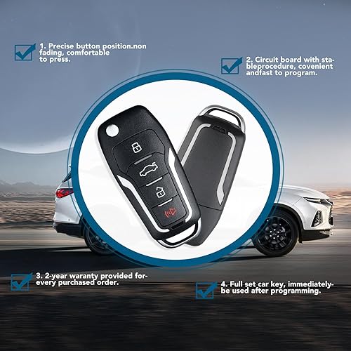 Miniatura 8 de Xucanarmy Paquete de 2 llaves de repuesto para Ford Mustang Explorer Edge Fusion F150 F250 F350 Mazda Mercury Lincoln CWTWB1U331, rojo