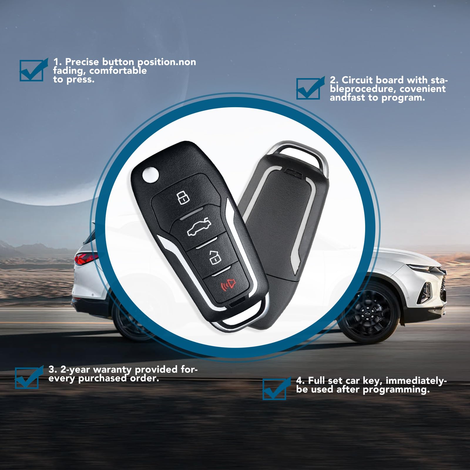 Car Key Fob Keyless Entry Remote With Cover Case Replacement Of Ford Escape Explorer Expedition Focus Fusion Mustang| Mercury| Lincoln 4 Button CWTWB1U345 In | Whizz Keyless Entry Systems - Foto 9