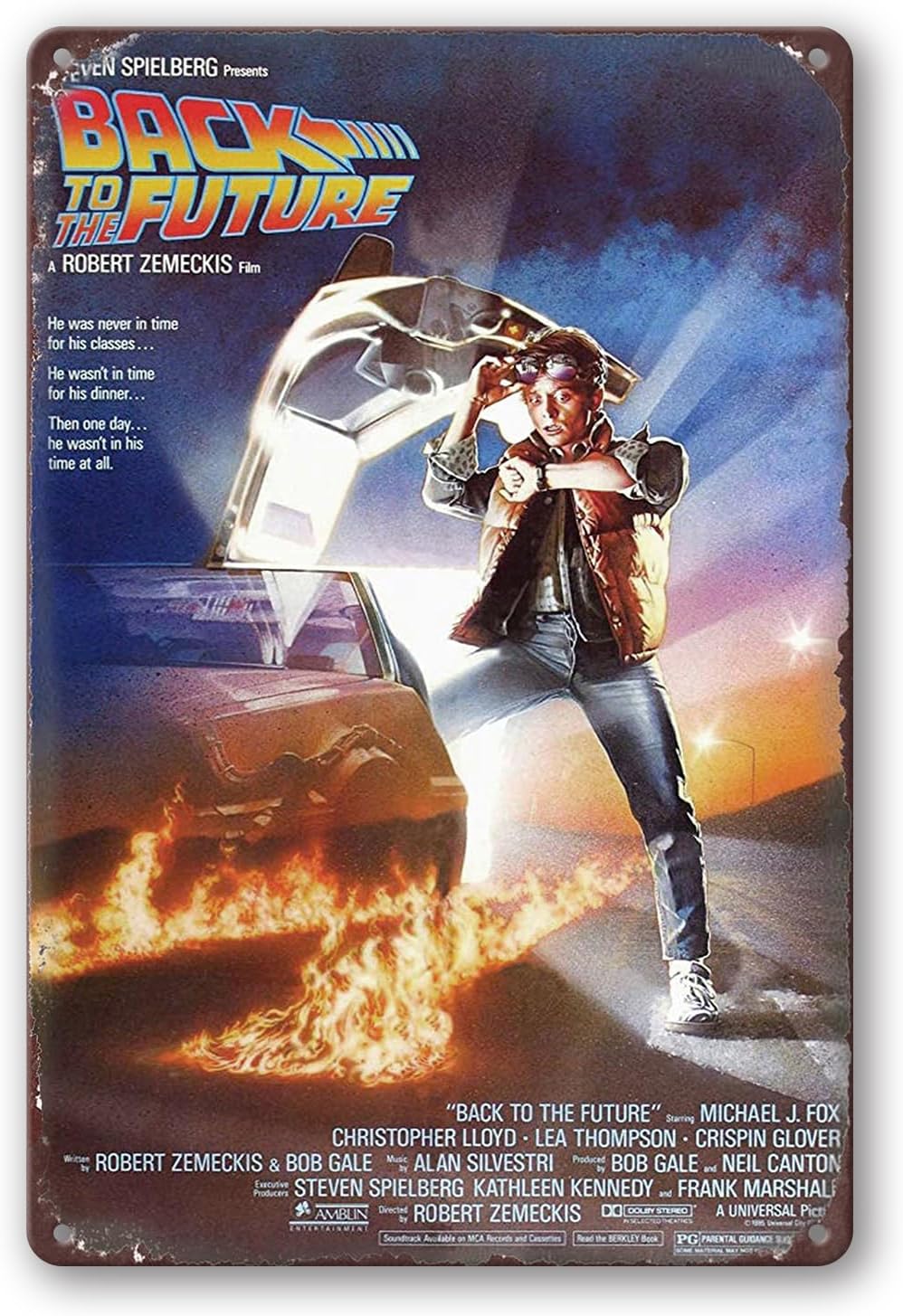Back To The Future Tin Sign 1985 Movie Poster Vintage Metal Tin Sign Wall Decor For Bars Restaurants Cafes Pubs 12 X 8 Inch