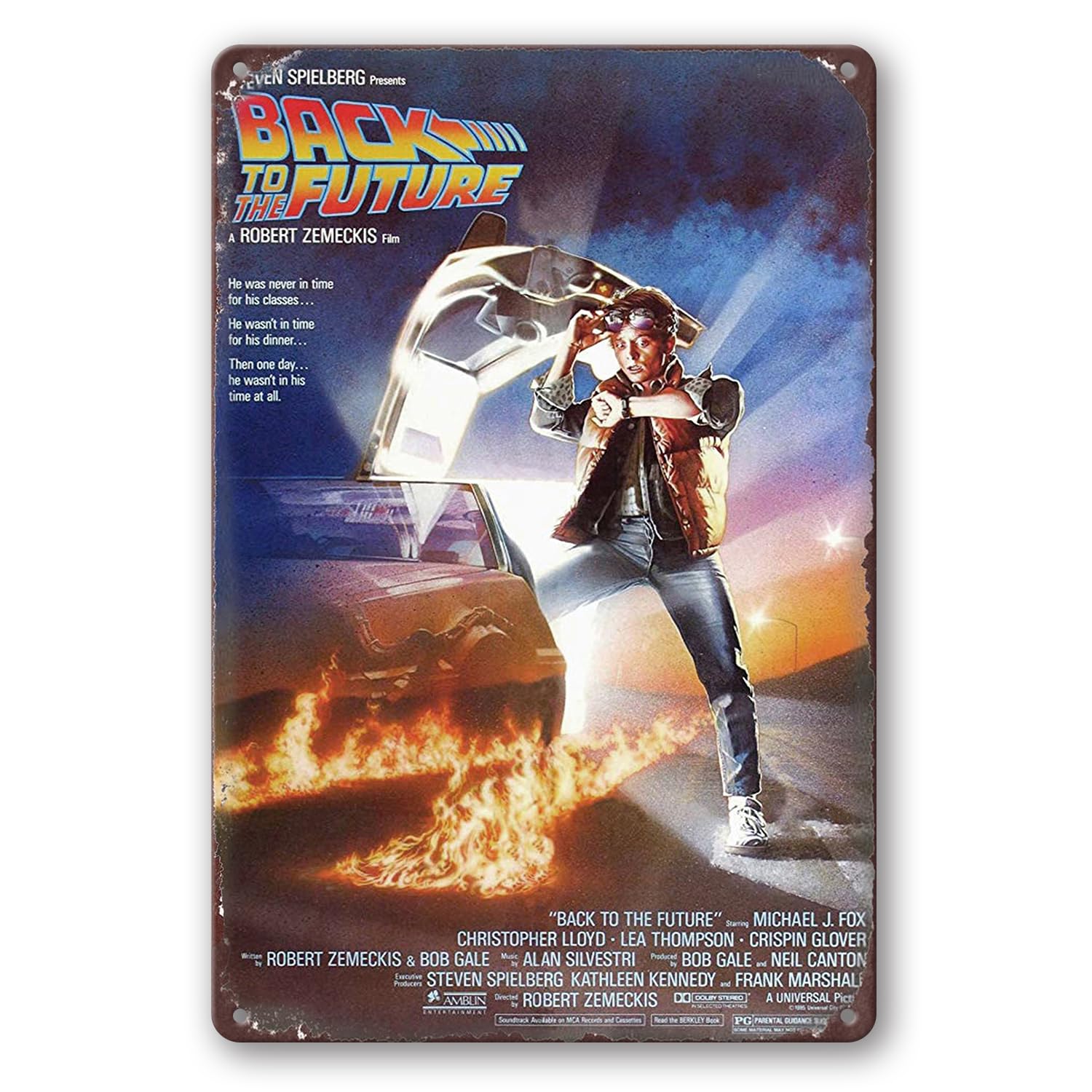 Back To The Future Tin Sign 1985 Movie Poster Vintage Metal Tin Sign Wall Decor For Bars Restaurants Cafes Pubs 12 X 8 Inch