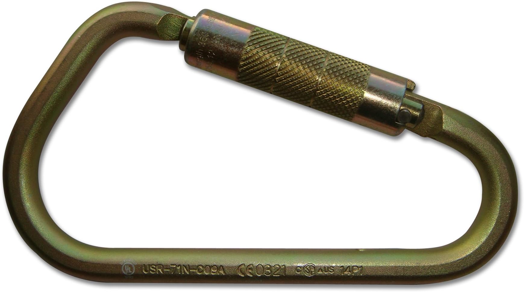 ProClimb USR-71N-C09A NFPA Steel Ladder Hook Twist Lock Carabiner, Zink Plated Finish