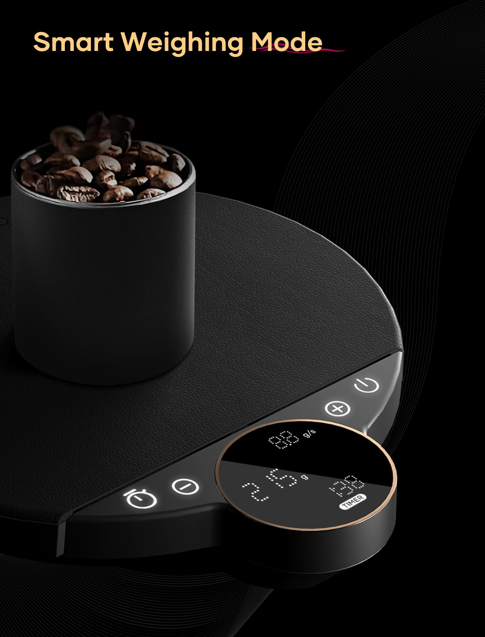 Cocinare Balanza digital de café Balance, control de precisión con tres modos (asistencia de preparación, pesaje, competencia), báscula digital de cocina para café y productos pequeños, hasta 3000 g