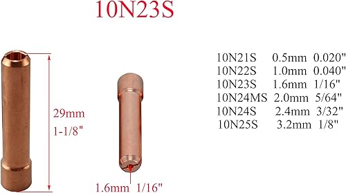 Miniatura 5 de RIVERWELD TIG - Cuerpos de pinza de lente de gas rechoncho 17GL116 10N23S 116 pulgadas, boquillas de cuarzo vasos de vidrio transparente #10 58