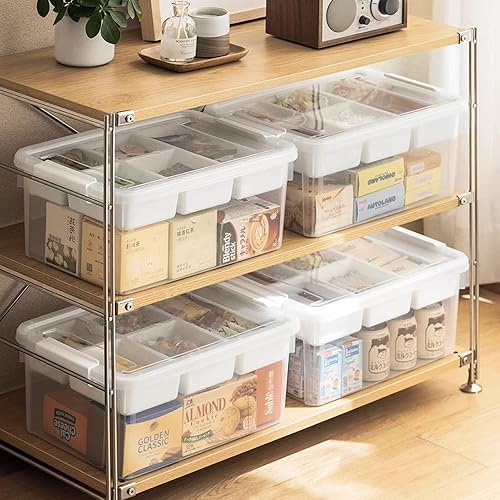 Miniatura 5 de Caja de almacenamiento de plástico de 17 cuartos de galón con bandeja extraíble, caja de almacenamiento portátil con tapas, organizadores de