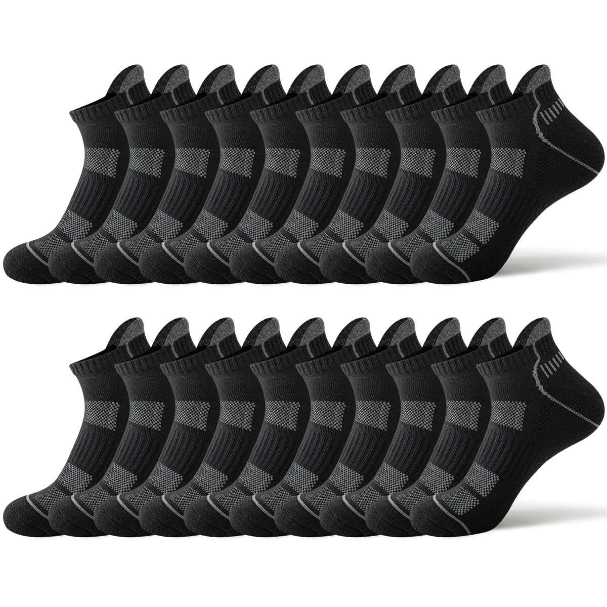 JOYNÉE 10 pares de calcetines de tobillo para hombre, calcetines atléticos para correr con pestaña de corte bajo para hombre