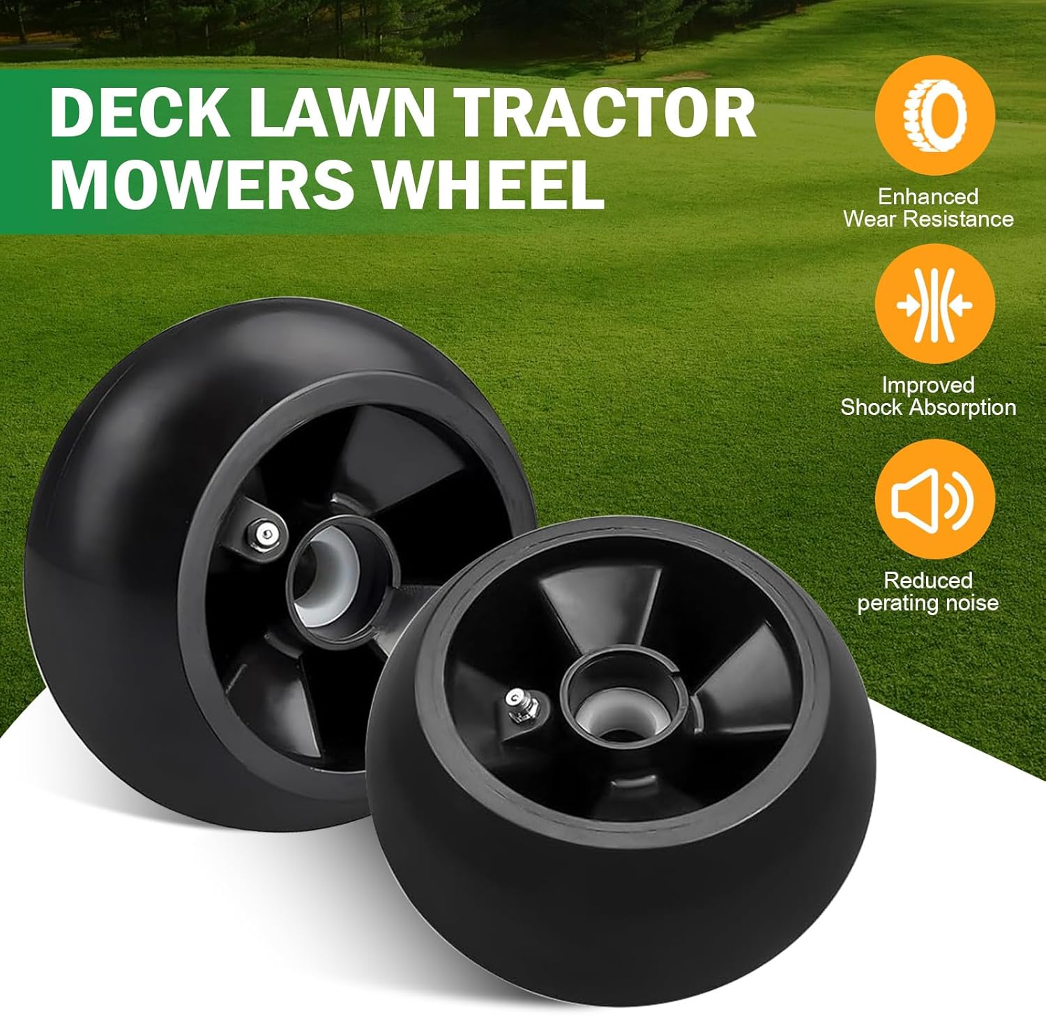 4-Pack AM125172 Plastic Deck Gauge Wheel Kit Compatible with John Deere 48" 54" 60" 72" Deck Lawn Tractor Mowers Replace# AM124706, 210-300