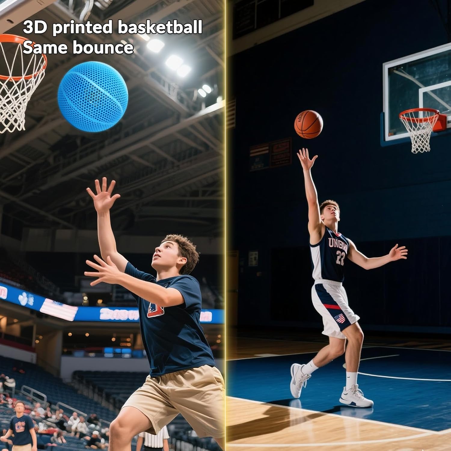 3D Printed Basketball-Airless Basketball,Ultra - Quiet & No Pump Needed,High Bounce,Official Size7,Indoor, Gym & Outdoor Use