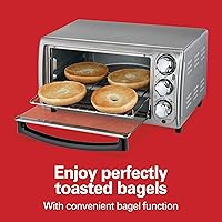 Vista 7 de Hamilton Beach 4-Slice Toaster Oven with 5 Cooking Modes (Bake, Broil, Keep Warm Toast & Bagel) with Stay On & Auto Shutoff, 2 Rack Positions, 1100