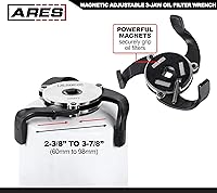 Vista 3 de ARES 56047 – Llave de filtro de aceite magnética ajustable de 3 garras – Rango de 2 3/8 pulgadas a 3 7/8 pulgadas (60mm a 98mm) – Uso con trinquetes