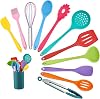 Homikit Kitchen Utensil Set 12-Piece Silicone Cooking Utensils Cookware Heat Resistant Cooking Cutlery Set with Utensil Holder Healthy and Non-Stick Dishwasher Safe