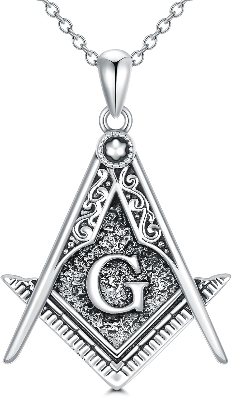 Masonic Necklace 925 Sterling Silver Freemasonry Symbol Masonic Gift Free and Accepted Masons Pendant Jewelry for Men Women