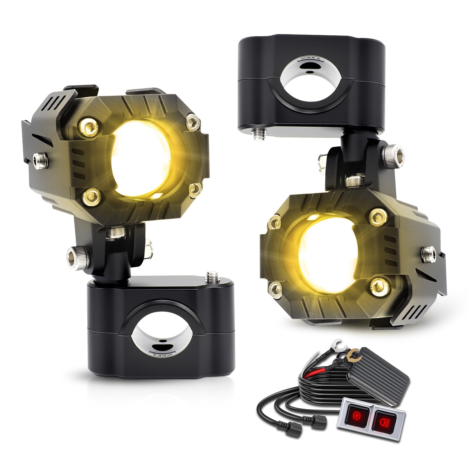 CO Light - Luces adicionales para moto antiniebla LED 20000LM Gen 2 faro de moto 7 modos estroboscópicos IP68 para conducción nocturna lluvia carretera montaña seguridad con kit haz y soportes de 18 a