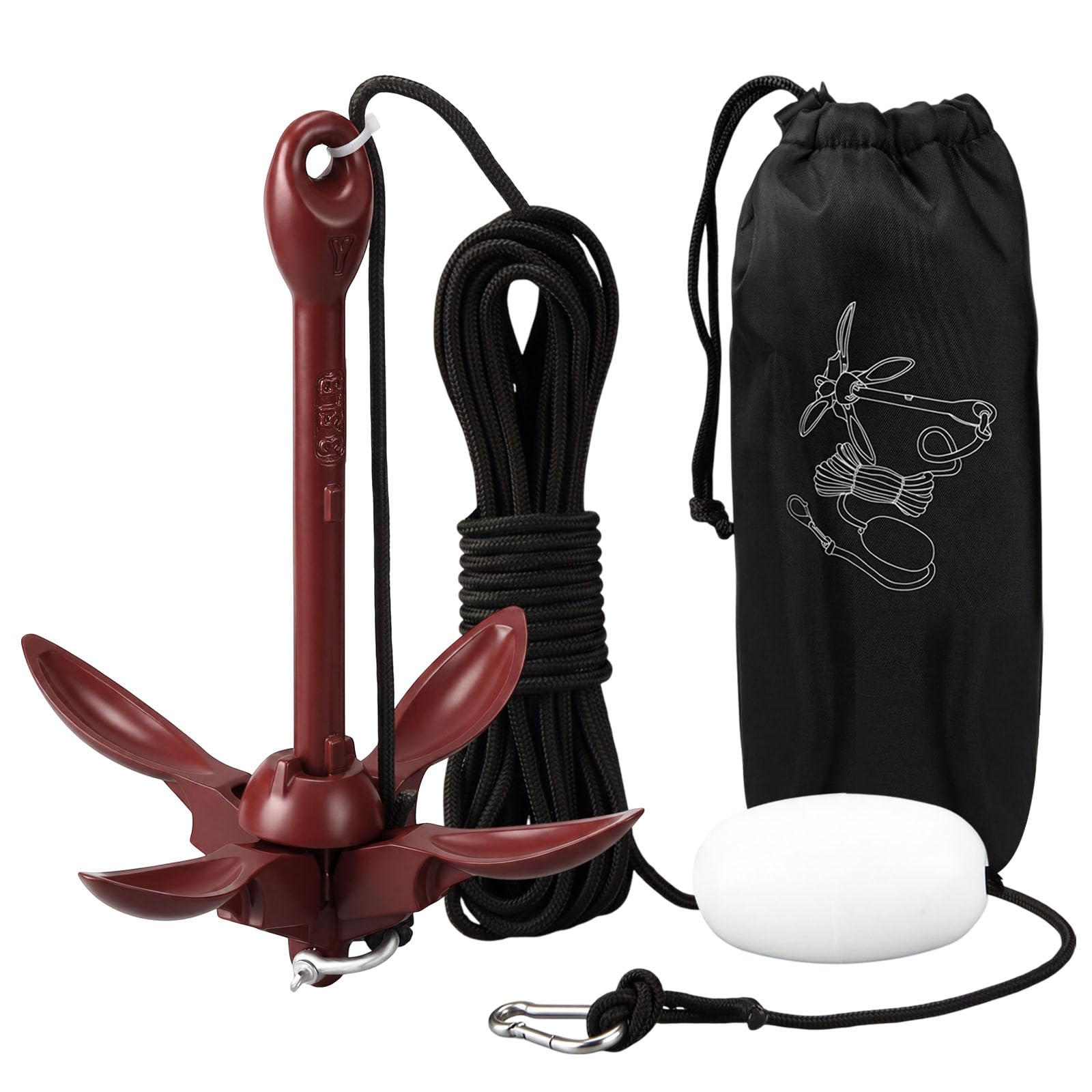 MorningRo Folding Grapnel Anchor Kit, Kayak 40ft Rope