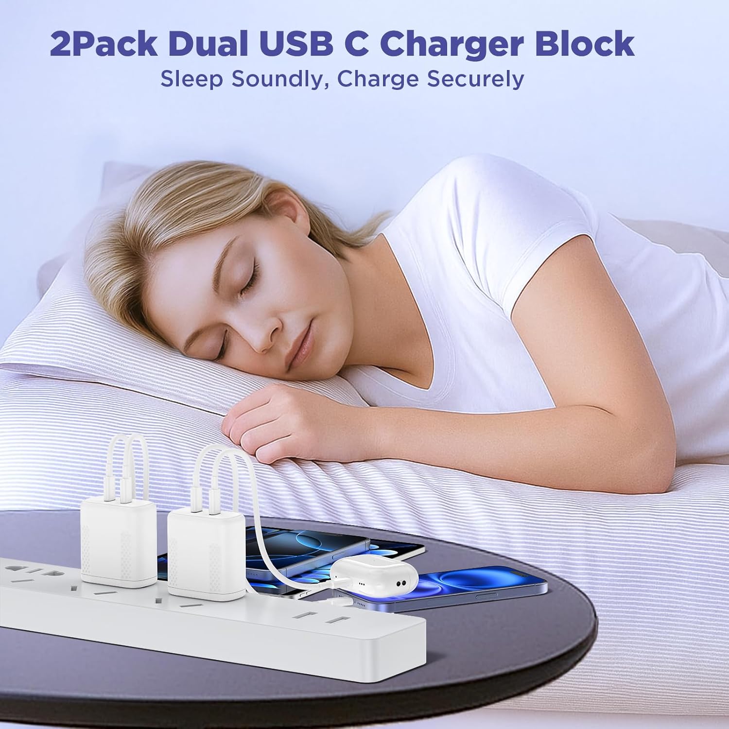 Essri 40W Gan Dual USB C Charger Block 2-Pack,PD 3.0 Fast Charging Wall Plug Power Adapter with Dual Type C Ports for iPhone 16/15/14/13/12 Pro Max,iPad Pro/Air/Mini,Galaxy S25 / S24,Google Pixel White image 7 of 7 B0F9JW9XK1