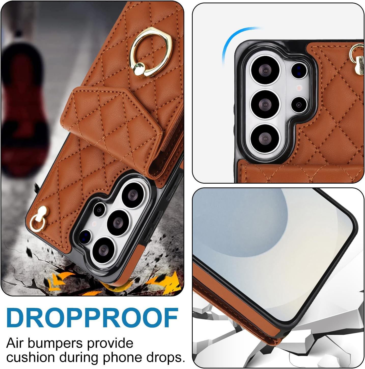Asuwish Phone Case for Samsung Galaxy S26 Ultra 5G Wallet Cell Cover with Tempered Glass Screen Protector Wrist Strap Ring RFID Blocking Card Holder S26Ultra 26S S 26 26Ultra SM-S948U Women Men Brown