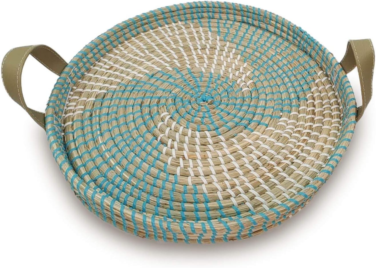 Round Serving Seagrass Trays (Vortex with Handle)