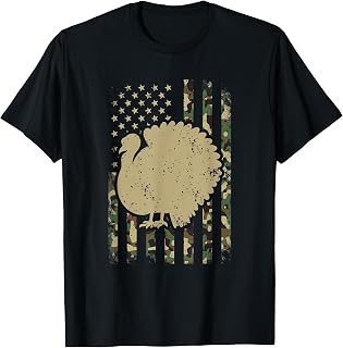 Patriotic Turkey Thanksgiving American Flag Camouflage Camo T-Shirt