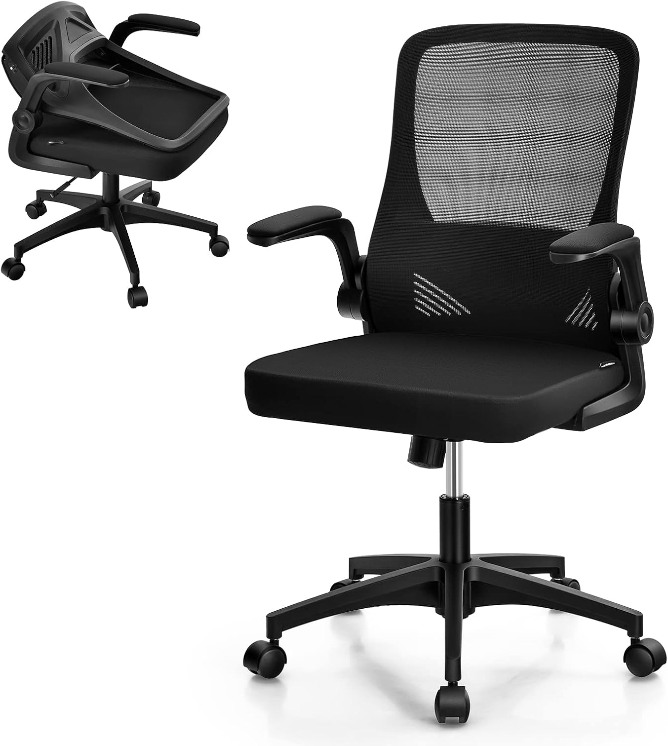 COSTWAY Ergonomic Office Chair with Foldable Backrest, Mid