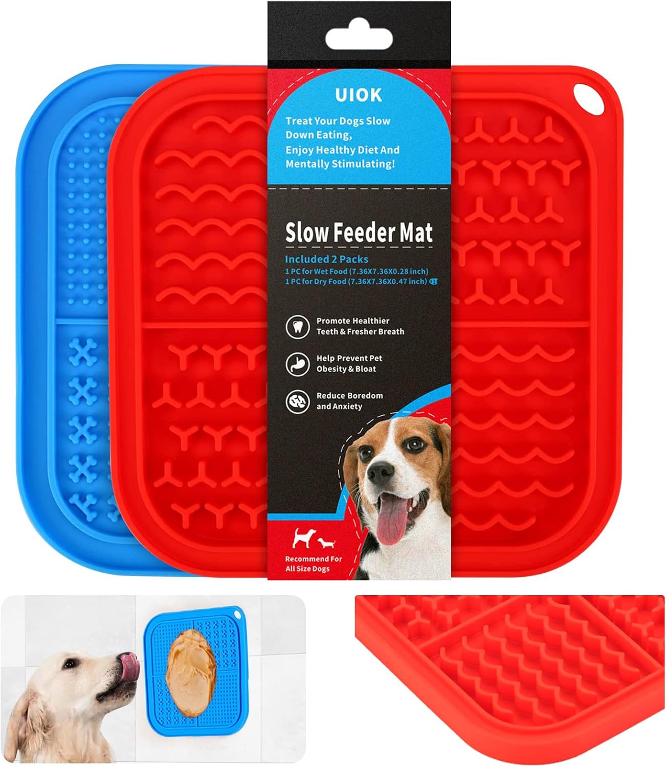 Dog Slow Feeder Bowl Portable 1 Pcs & Dog Slow Feeder Mat