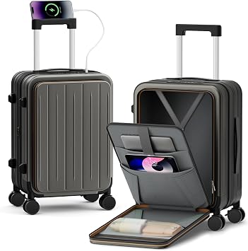 20 Inch Expandable Carry on Luggage Airline Approved with Front Pocket