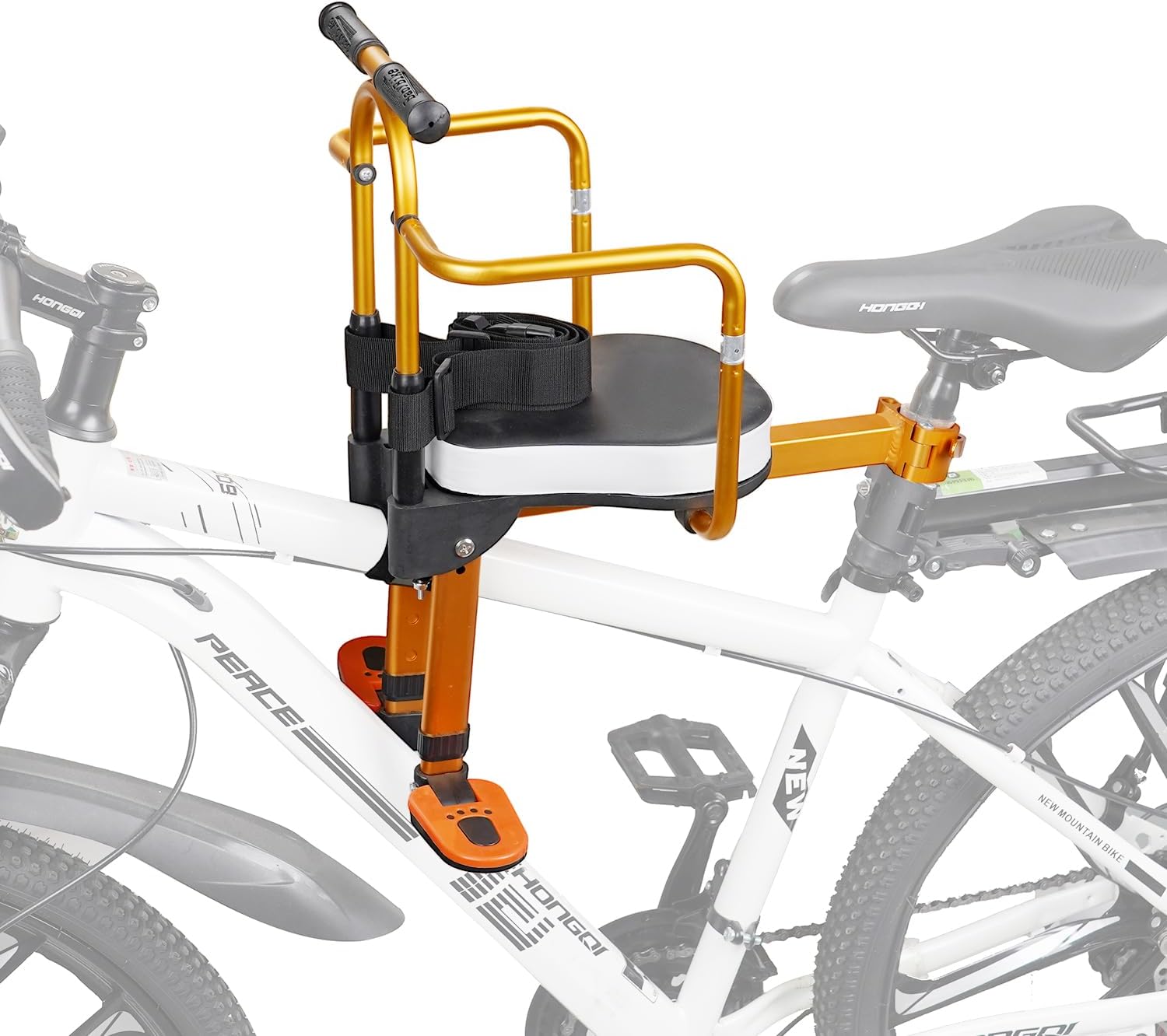 Kids Bike Seat, New Aluminum Alloy Child Bike Seat, Portable Foldable Front Mounted Child Bicycle Seats, Mountain Bike Child Safety Seat Suitable for Hybrid Cruiser Bicycles and City Bicycles