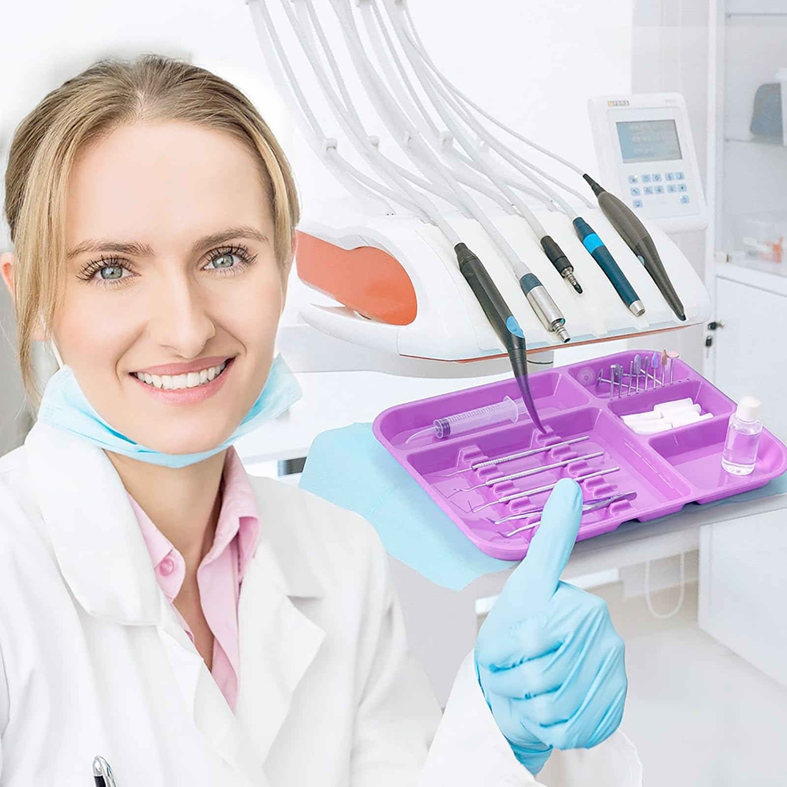 Vassoio diviso per strumenti dentali, 5 pezzi, in plastica autoclavabile, per dentisti, dentisti, vassoi separati, misura B, per tatuaggi medici e saloni di bellezza