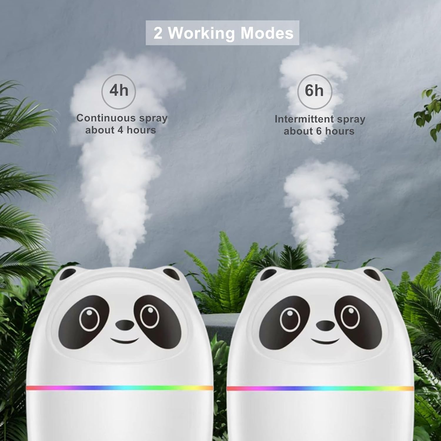 Humidifire for Room Moisture, Aroma Diffuser for Home, Mist Maker, Cool Mist Humidifier, Small Quiet Air Humidifier, Ultrasonic Essential Oil Diffuser Electric (Panda Humidifire Multi Color) 1