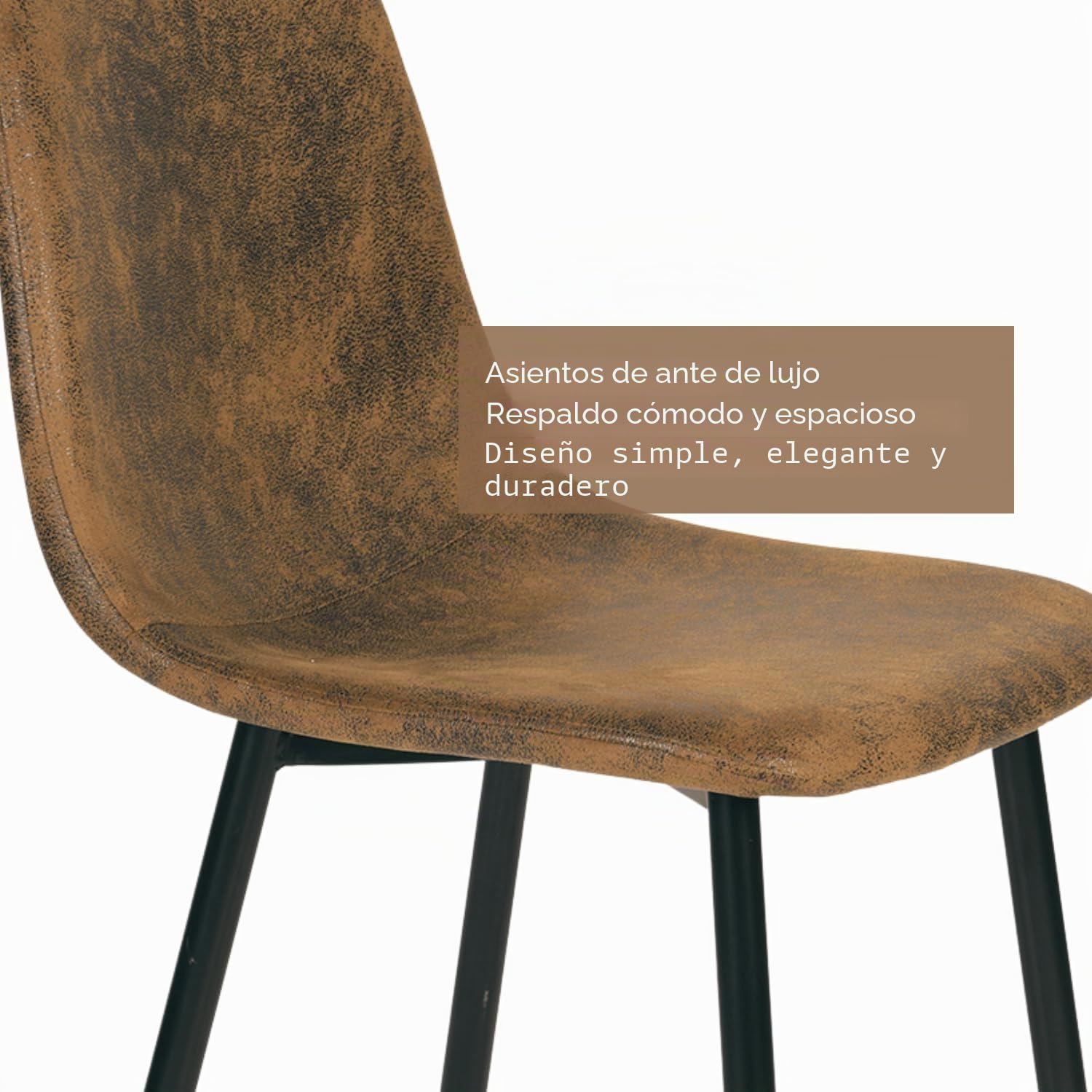 Homy Casa Juego de 2 sillas de Comedor 2 Asientos Blandos y sillas de Cocina con Patas de Metal Macizo para Sala de Estar Dormitorio Suede Brown