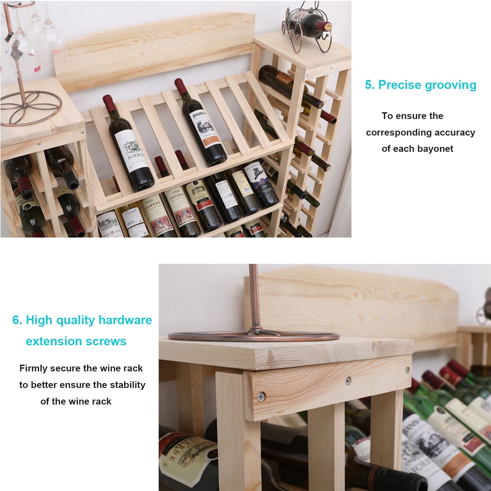 Botellero de madera con soporte para botellas: enfriador de vino de madera para bar/mostradores, armario de partición para botellas de vino Sto Slish Wine Sto Solut