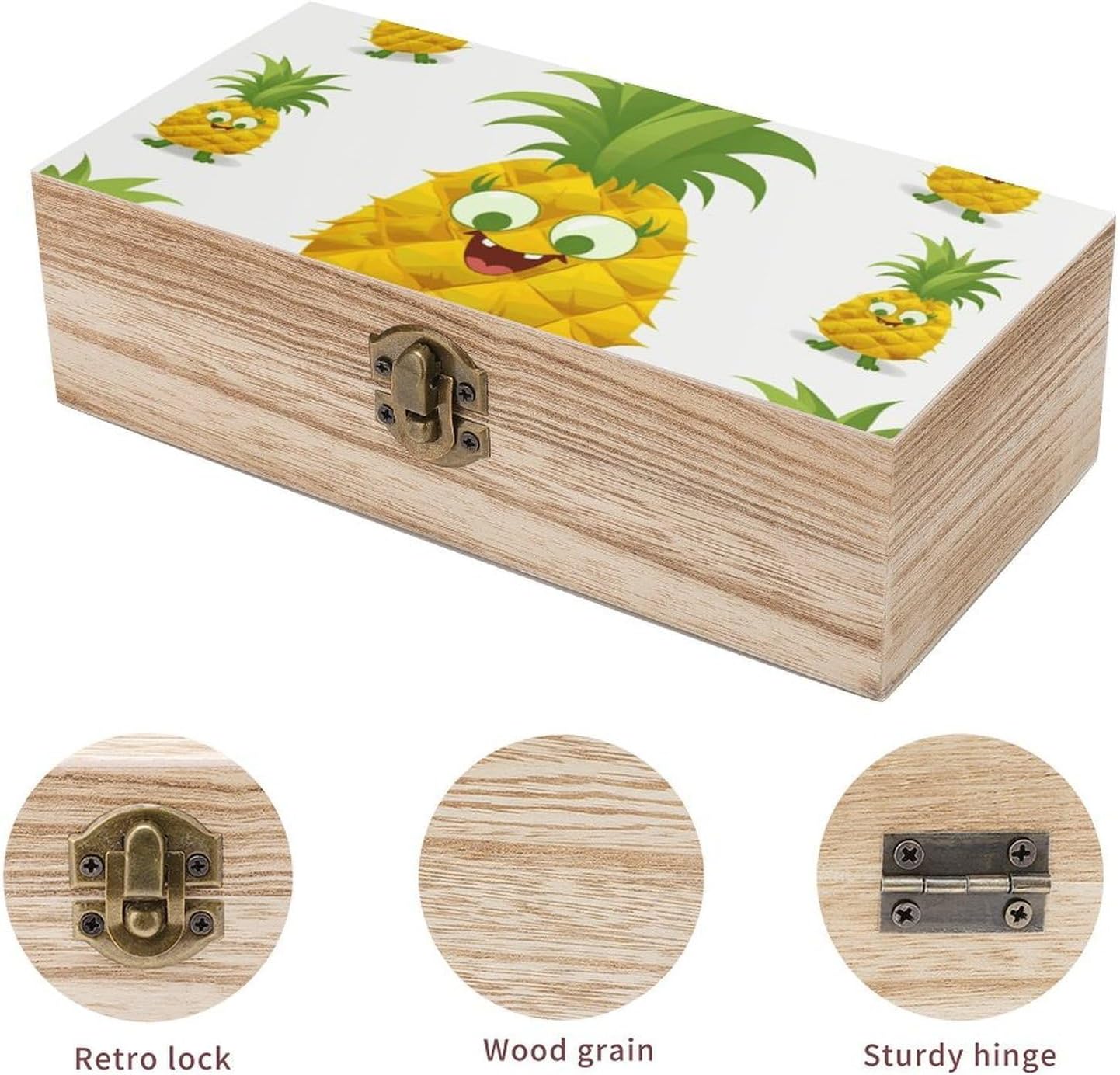 Vintage Wooden Storage Box with Front Clasp Keepsake Box with Lid image 3