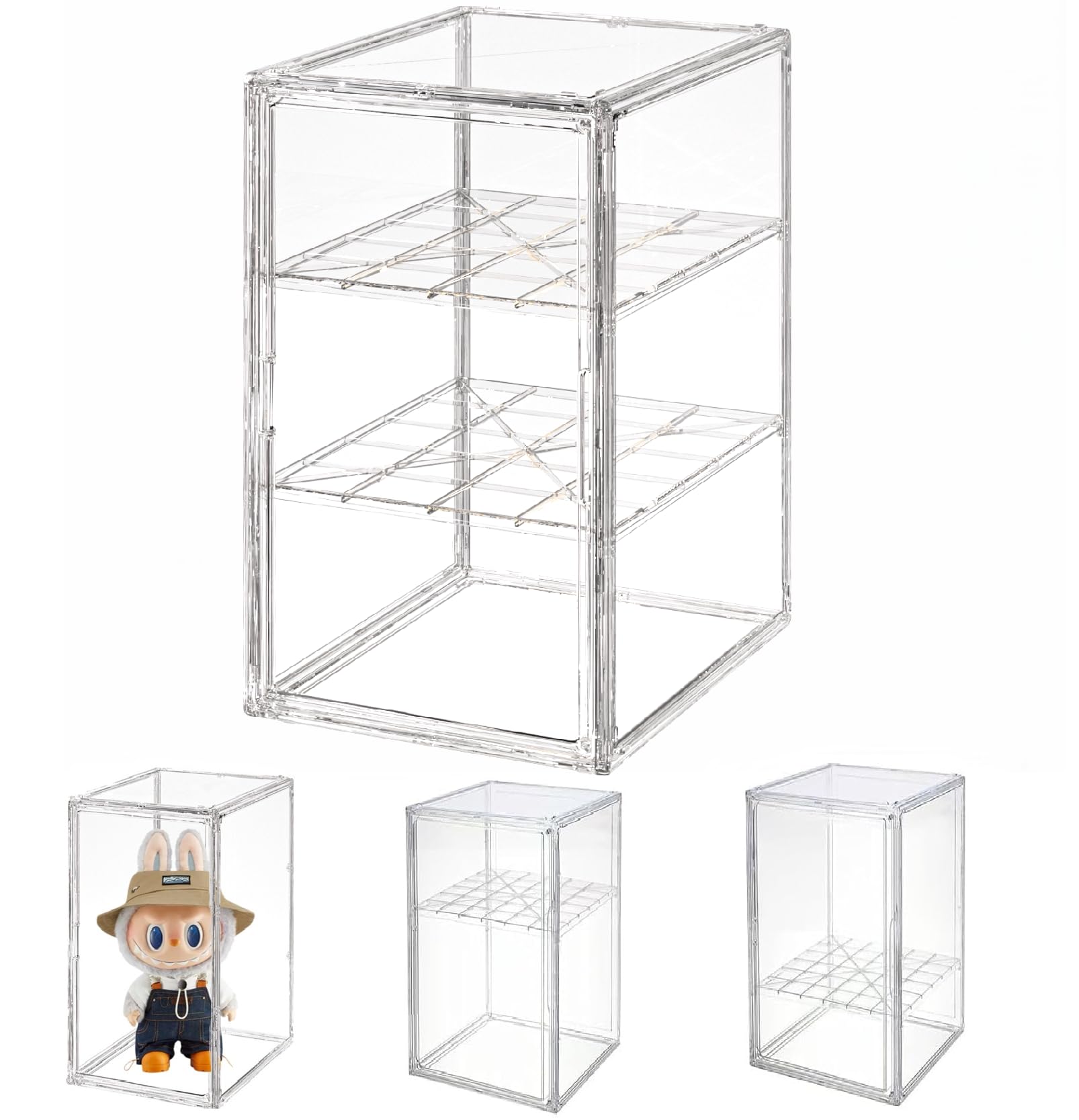 Vitrine Acrylique pour Collection, Boîte de Présentation Transparent à 2 Niveaux pour Figurines Pop, Funko Pop, Mini Figurines, Objets de Collection, DIY (50×37cm) - 1