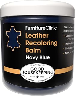 The Original Leather Recoloring Balm by Furniture Clinic - Navy Blue Leather Dye for Furniture, Couches & Car Seats - Restore Scratched, Faded, & Damaged Surfaces
