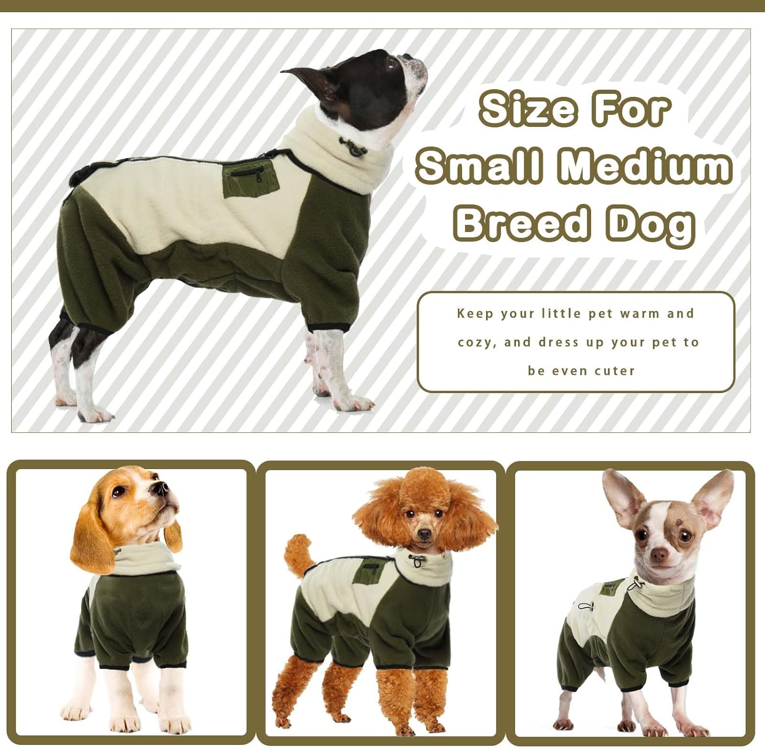 DENTRUN Dog Winter Coat - Fleece Jacket, Pajamas Turtleneck Sweater - Puppy Cold Weather Outfit - Thermal Bodysuit - Soft Jumpsuit - Image 8