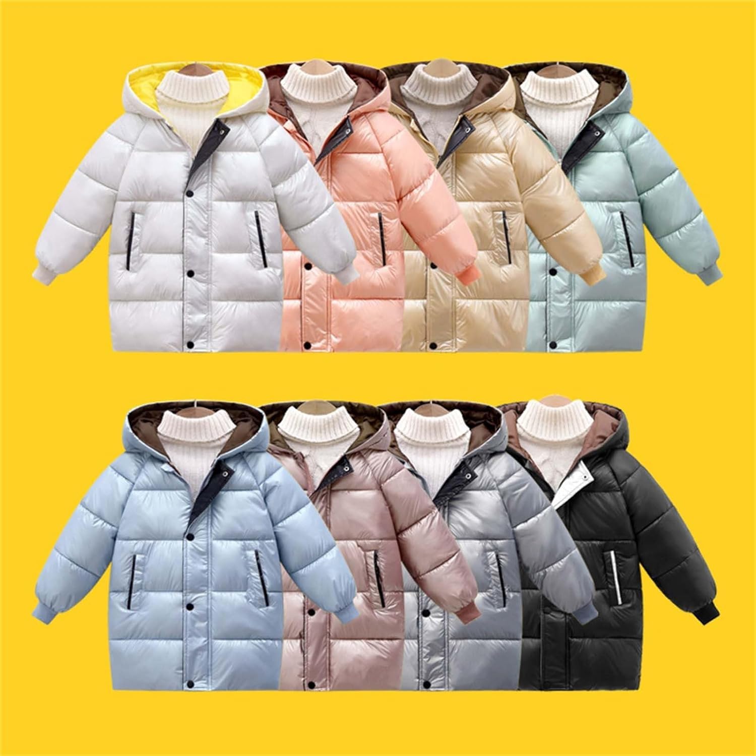 Abbigliamento Invernale per Bambini Cappotto Lungo con Cappuccio per Bambini Piumino per Bambini Autunno e Inverno Cappotto Lungo Imbottito Caldo con Cappuccio per Ragazze 7-8 Anni