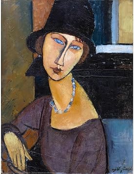 ArtDirect Jeanne Hebuterne with Hat and Necklace 1917 Unframed Art Print Giclee Poster by Modigliani, Amedeo - Ready for Framing with Customization Sizes 8x10, 11x14, 15x20, 24x31, 36x47, 46x60 Inches