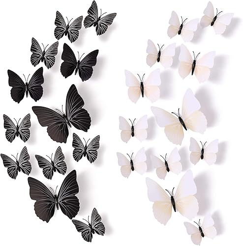 Amaonm 24 mariposas artificiales realistas en 3D Arte decorativo para manualidades Con adhesivo para pared Decoración para habitación para niños