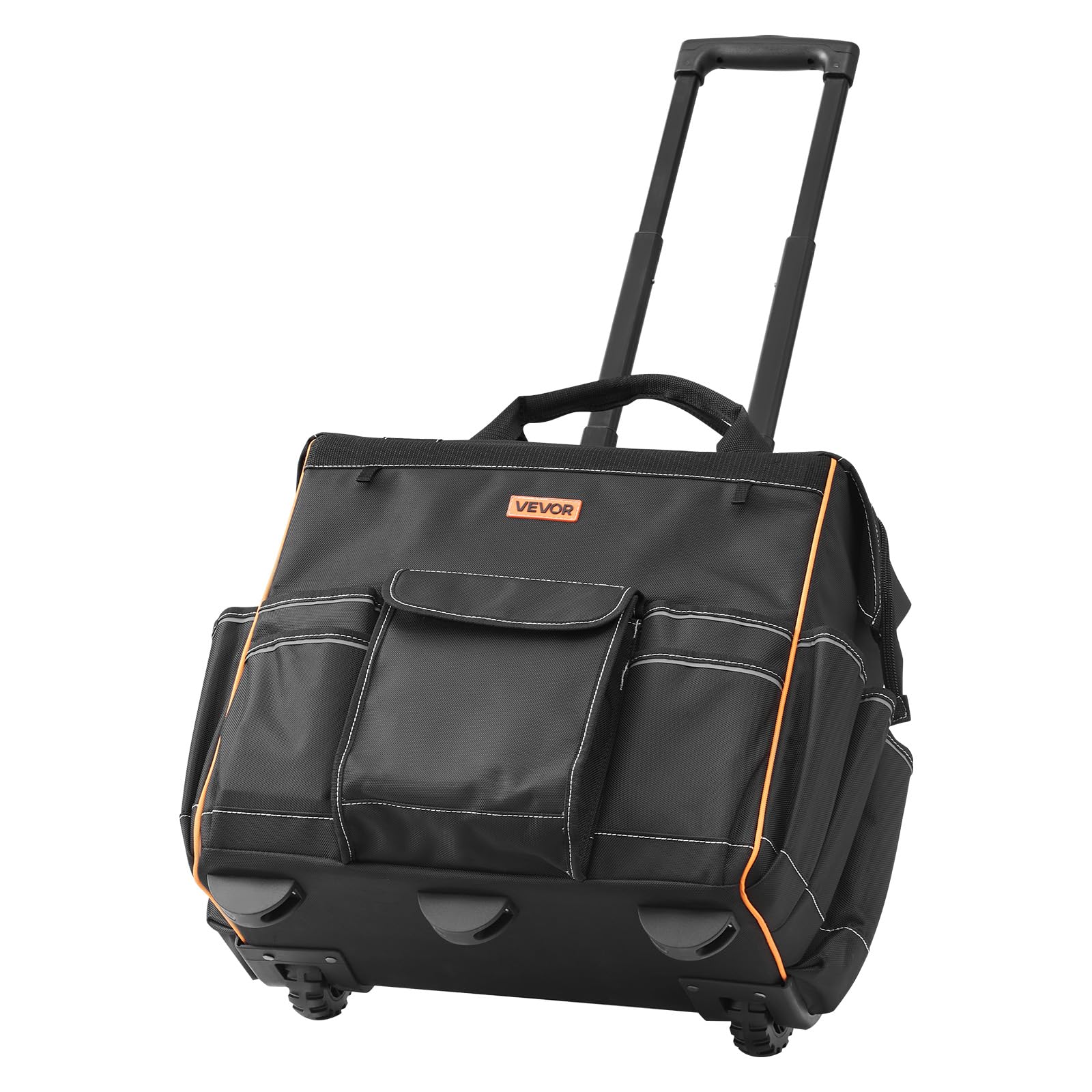 VEVOR Zaino Portautensili con Ruote, Capacità 50 kg, Borsa Portautensili con Ruote da 25 Tasche, Maniglia Telescopica Regolabile e Base Stabile, Organizzatore per Borse per Edilizia, Meccanico